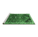 Sideview of Machine Washable Persian Emerald Green Traditional Area Rugs, wshtr868emgrn