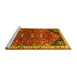 Sideview of Machine Washable Persian Yellow Traditional Rug, wshtr868yw