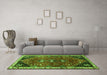 Machine Washable Persian Green Traditional Area Rugs in a Living Room,, wshtr868grn
