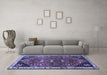 Machine Washable Persian Blue Traditional Rug in a Living Room, wshtr868blu