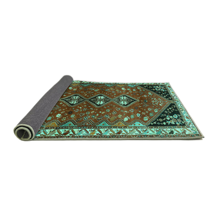 Sideview of Persian Turquoise Traditional Rug, tr868turq
