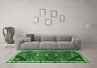 Machine Washable Persian Emerald Green Traditional Area Rugs in a Living Room,, wshtr868emgrn