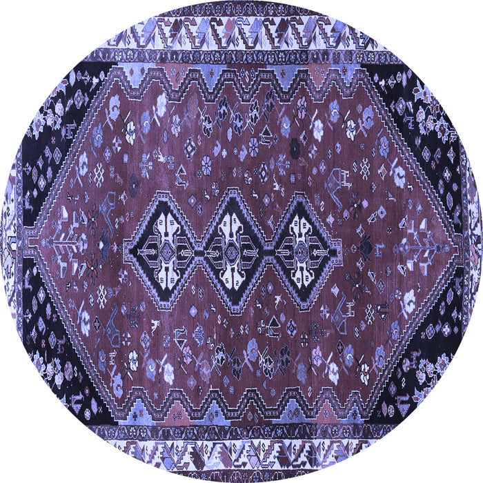 Round Machine Washable Persian Blue Traditional Rug, wshtr868blu