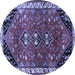 Round Machine Washable Persian Blue Traditional Rug, wshtr868blu