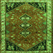 Round Machine Washable Persian Green Traditional Area Rugs, wshtr868grn
