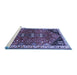 Sideview of Machine Washable Persian Blue Traditional Rug, wshtr868blu