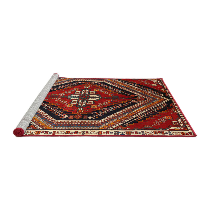 Sideview of Machine Washable Traditional Dark Almond Brown Rug, wshtr869