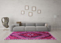 Machine Washable Persian Pink Traditional Rug, wshtr869pnk