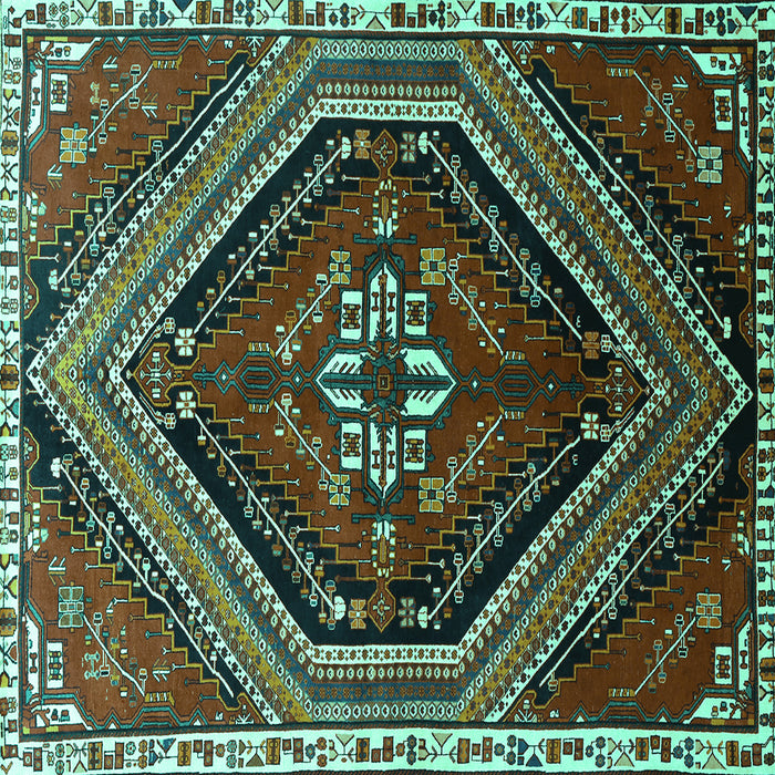 Square Persian Turquoise Traditional Rug, tr869turq