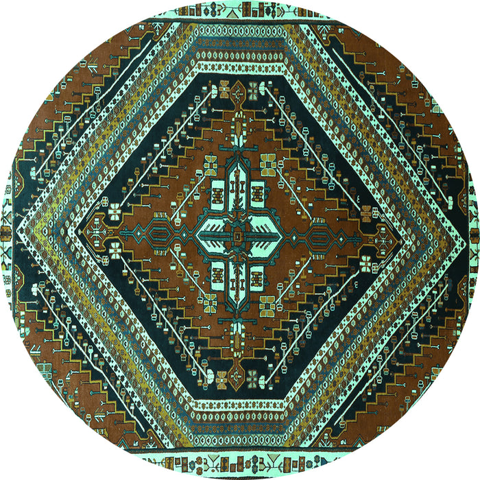 Round Persian Turquoise Traditional Rug, tr869turq