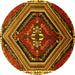 Round Persian Yellow Traditional Rug, tr869yw