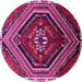 Round Machine Washable Persian Pink Traditional Rug, wshtr869pnk