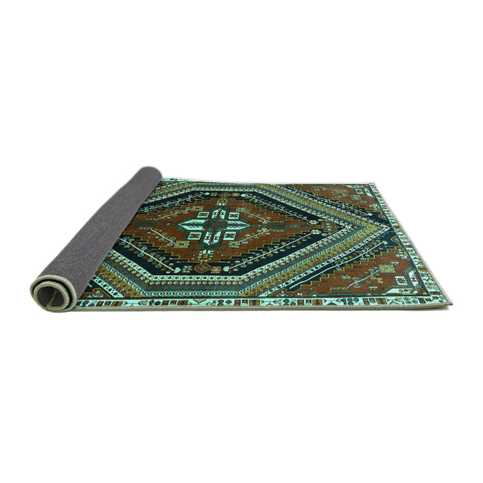 Sideview of Persian Turquoise Traditional Rug, tr869turq