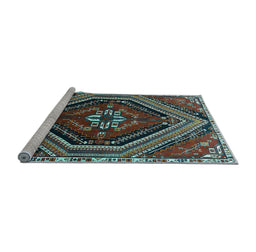 Sideview of Machine Washable Persian Light Blue Traditional Rug, wshtr869lblu