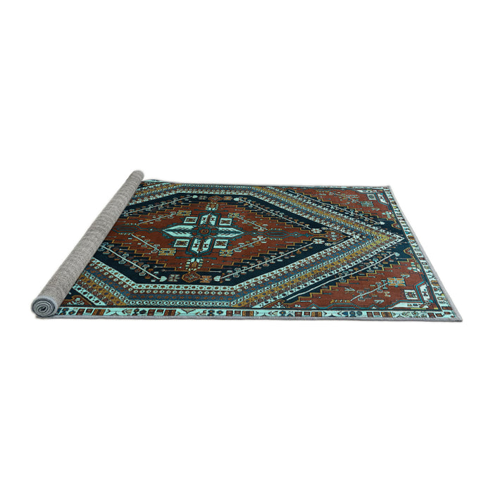 Sideview of Machine Washable Persian Light Blue Traditional Rug, wshtr869lblu