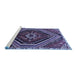 Sideview of Machine Washable Persian Blue Traditional Rug, wshtr869blu