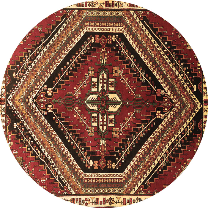 Round Persian Brown Traditional Rug, tr869brn