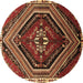 Round Persian Brown Traditional Rug, tr869brn