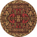 Round Persian Brown Traditional Rug, tr86brn