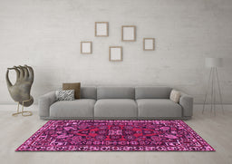 Machine Washable Persian Pink Traditional Rug in a Living Room, wshtr86pnk