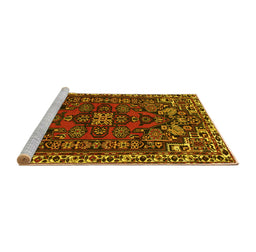 Sideview of Machine Washable Persian Yellow Traditional Rug, wshtr86yw