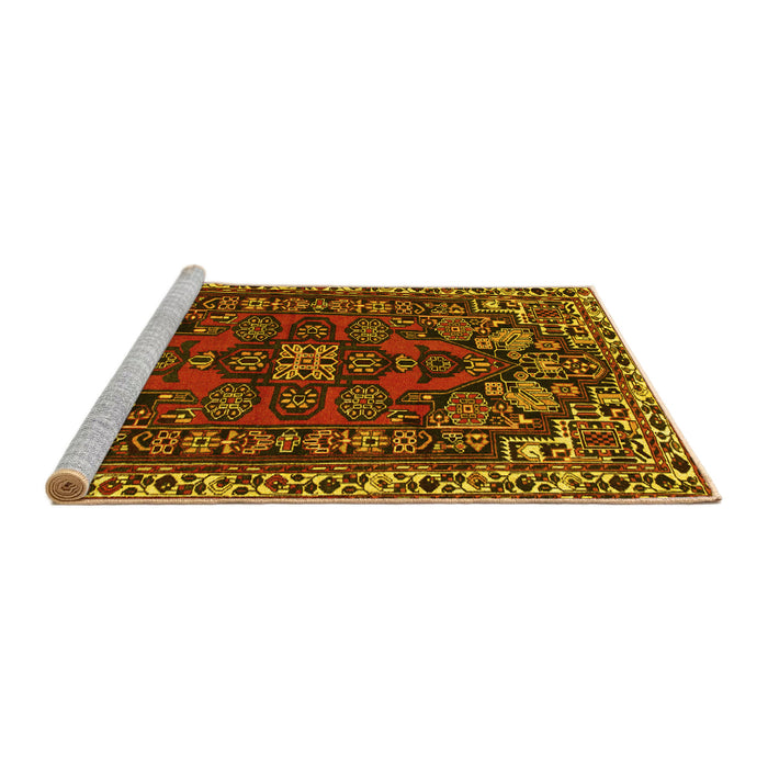 Sideview of Machine Washable Persian Yellow Traditional Rug, wshtr86yw
