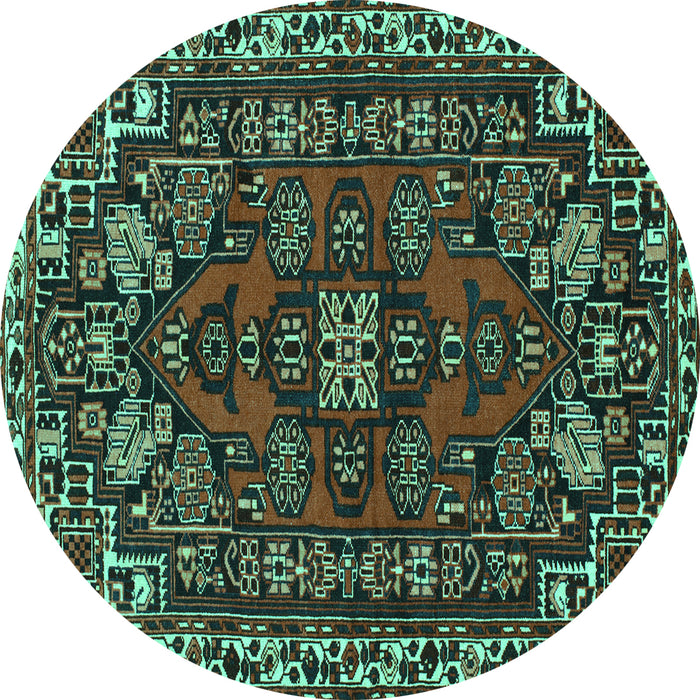 Round Persian Turquoise Traditional Rug, tr86turq