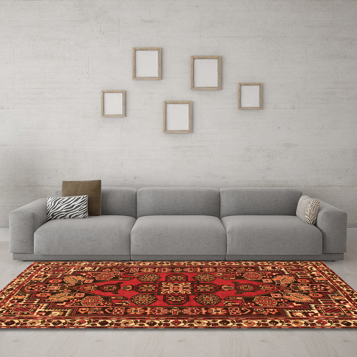 Machine Washable Persian Orange Traditional Area Rugs in a Living Room, wshtr86org