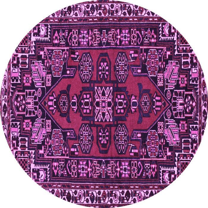 Round Machine Washable Persian Purple Traditional Area Rugs, wshtr86pur