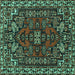 Square Machine Washable Persian Turquoise Traditional Area Rugs, wshtr86turq