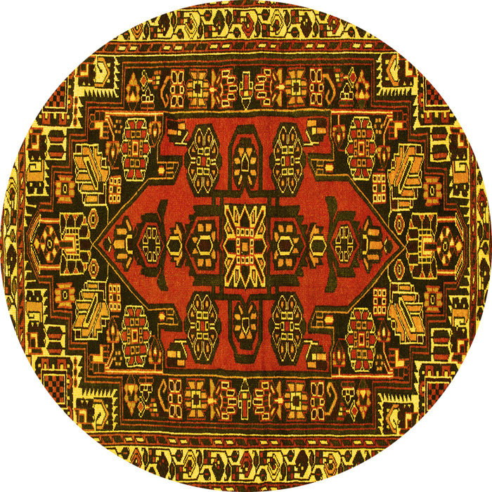 Round Machine Washable Persian Yellow Traditional Rug, wshtr86yw