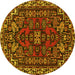 Round Machine Washable Persian Yellow Traditional Rug, wshtr86yw