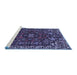 Sideview of Machine Washable Persian Blue Traditional Rug, wshtr86blu