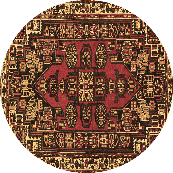 Round Machine Washable Persian Brown Traditional Rug, wshtr86brn