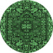 Round Persian Emerald Green Traditional Rug, tr86emgrn