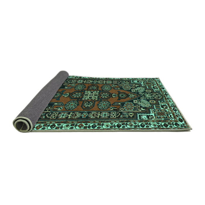 Sideview of Persian Turquoise Traditional Rug, tr86turq