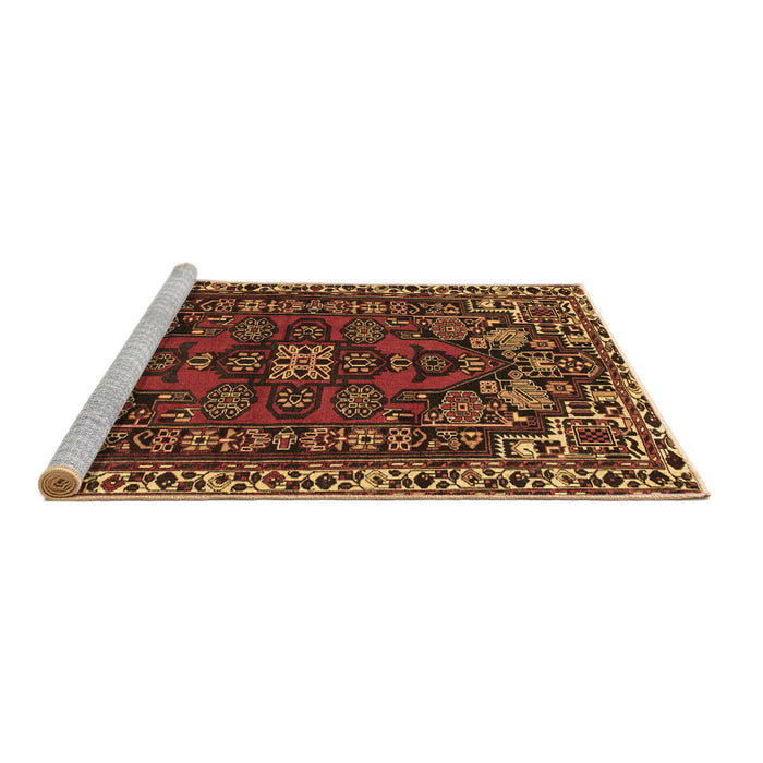 Sideview of Machine Washable Persian Brown Traditional Rug, wshtr86brn