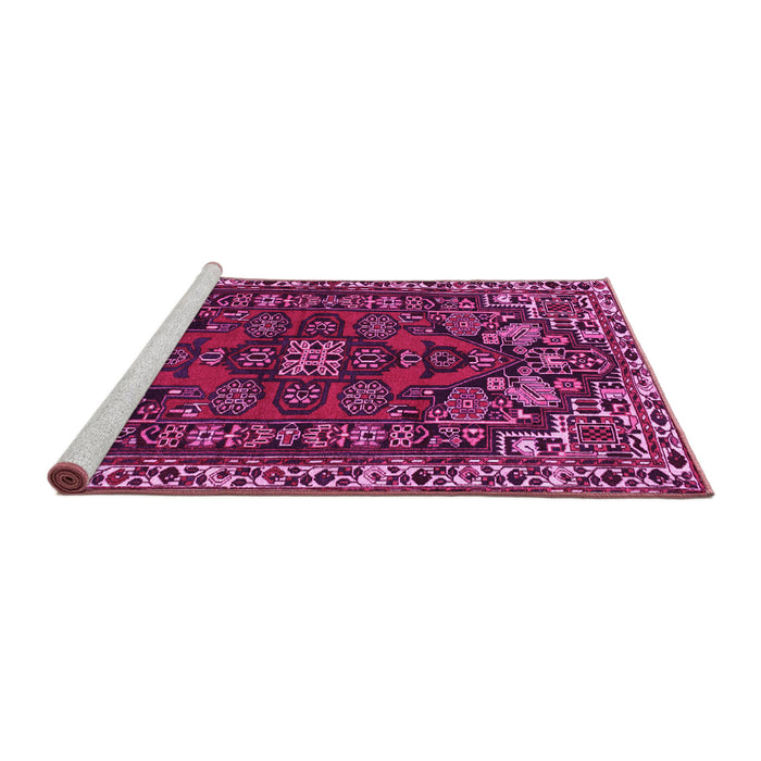Sideview of Machine Washable Persian Pink Traditional Rug, wshtr86pnk