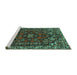 Sideview of Machine Washable Persian Turquoise Traditional Area Rugs, wshtr86turq