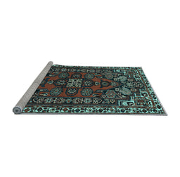 Sideview of Machine Washable Persian Light Blue Traditional Rug, wshtr86lblu