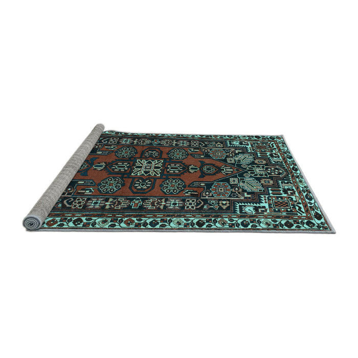 Sideview of Machine Washable Persian Light Blue Traditional Rug, wshtr86lblu
