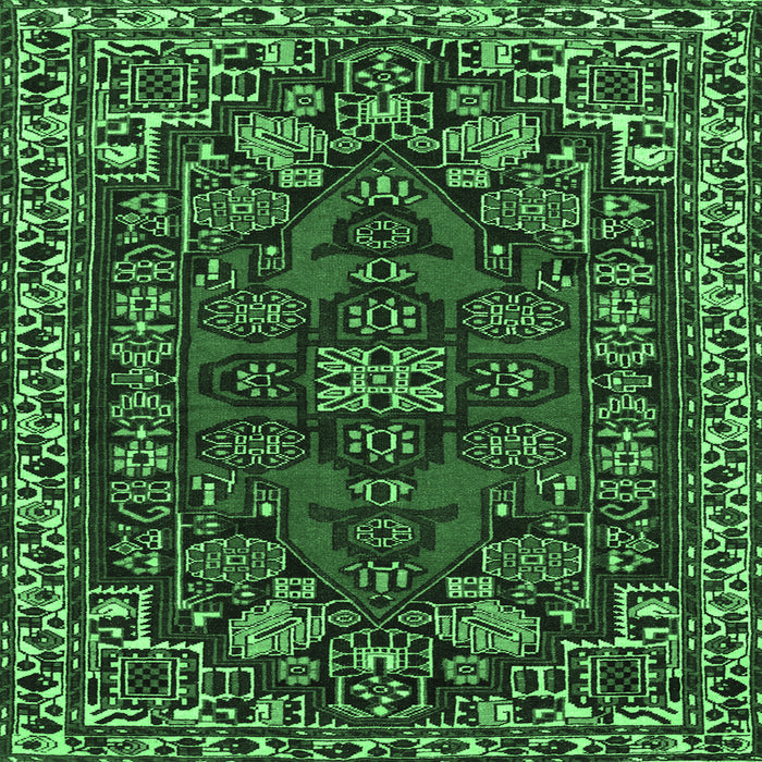 Square Machine Washable Persian Emerald Green Traditional Area Rugs, wshtr86emgrn