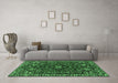 Machine Washable Persian Emerald Green Traditional Area Rugs in a Living Room,, wshtr86emgrn