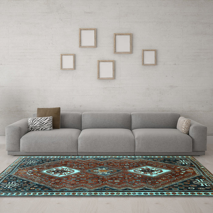 Machine Washable Persian Light Blue Traditional Rug in a Living Room, wshtr870lblu