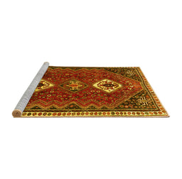 Sideview of Machine Washable Persian Yellow Traditional Rug, wshtr870yw