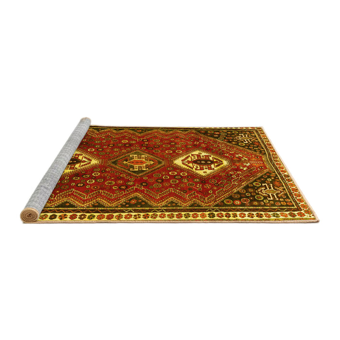 Sideview of Machine Washable Persian Yellow Traditional Rug, wshtr870yw