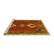 Sideview of Machine Washable Persian Yellow Traditional Rug, wshtr870yw
