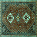 Square Machine Washable Persian Turquoise Traditional Area Rugs, wshtr870turq