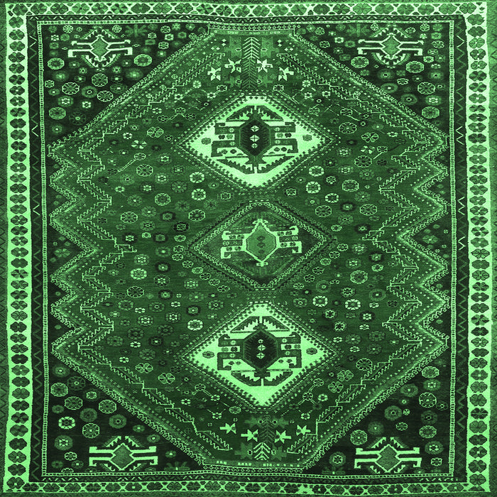 Square Persian Emerald Green Traditional Rug, tr870emgrn