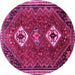 Round Machine Washable Persian Pink Traditional Rug, wshtr870pnk